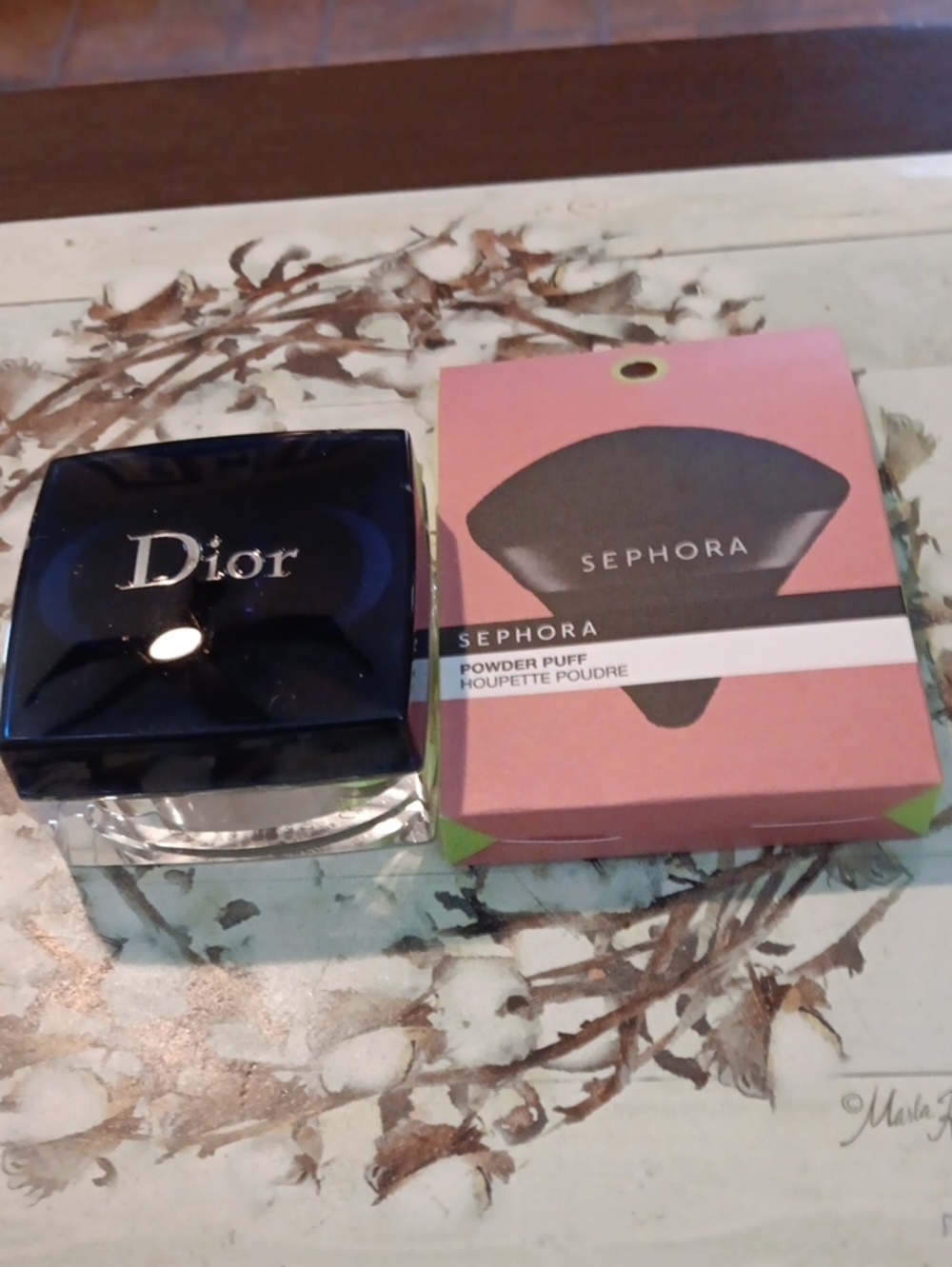 Dior Women's Skincare Powder Compact - Deep Navy Blue With FREE Powder Puff.